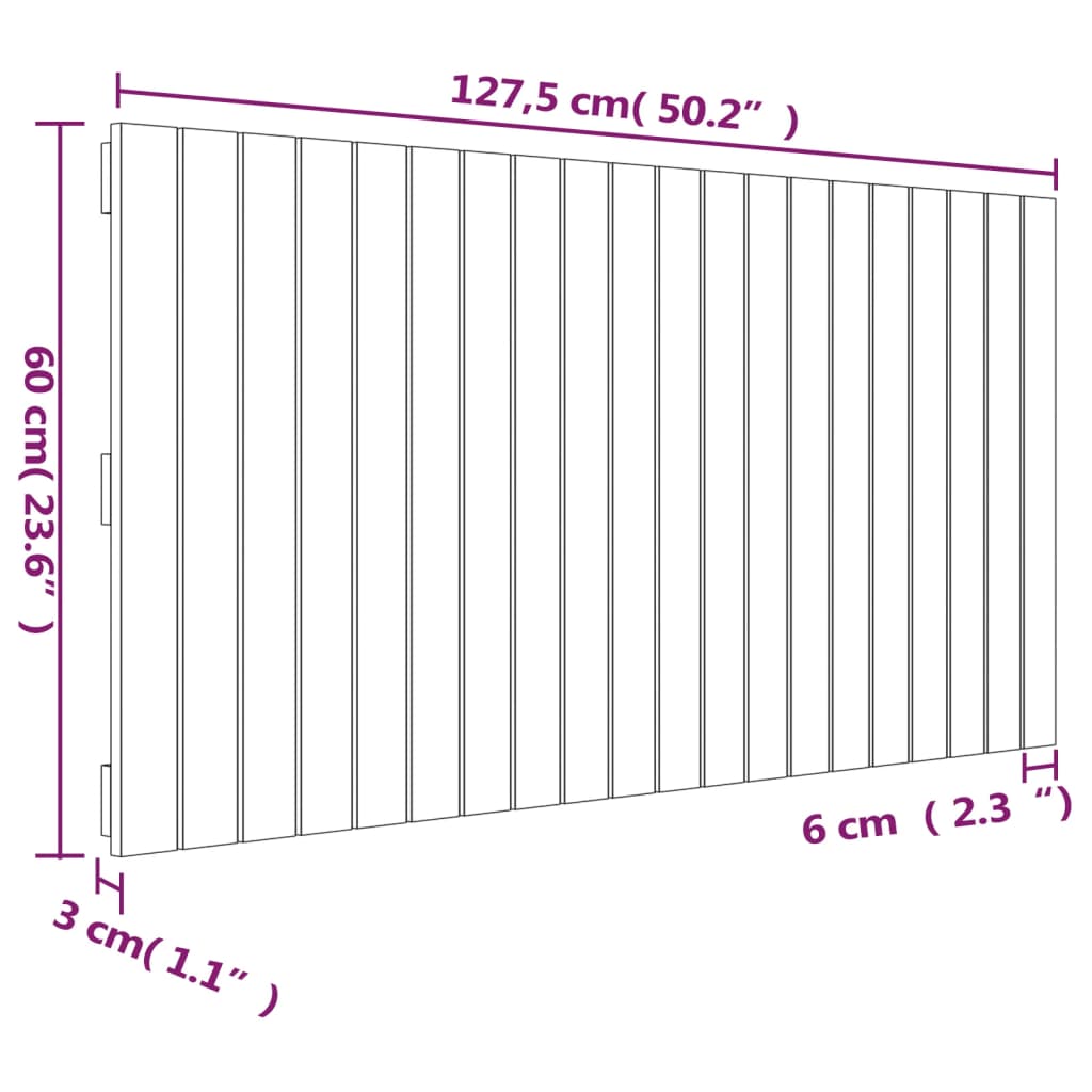 vidaXL Nástenné čelo postele čierne 127,5x3x60 cm masívna borovica