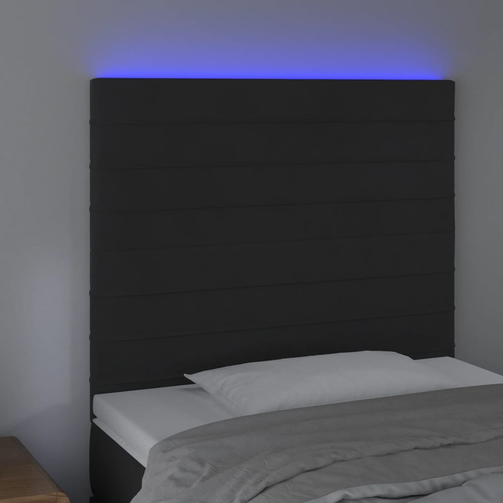 vidaXL Čelo postele s LED čierne 100x5x118/128 cm zamat