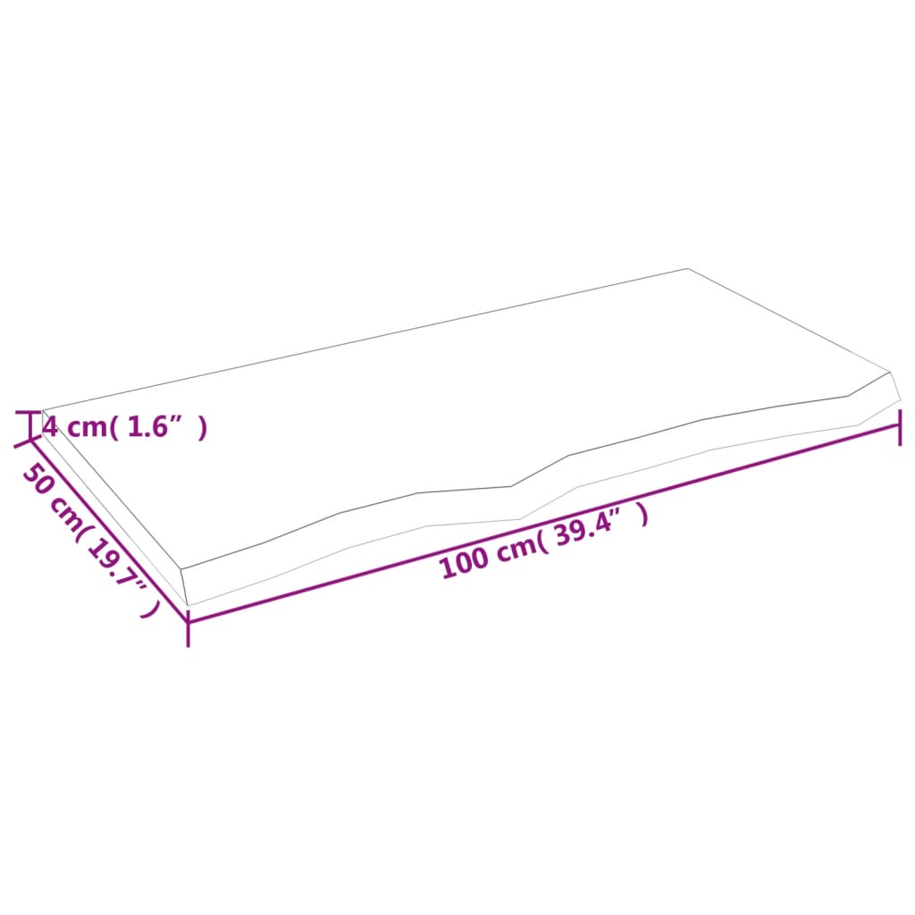 vidaXL Kúpeľňová doska bledohnedá 100x50x(2-4) cm ošetrený masív