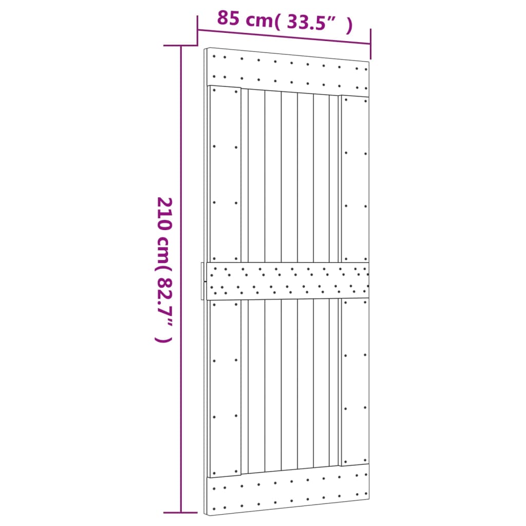 vidaXL Posuvné dvere so sadou kovania 85x210 cm borovicový masív