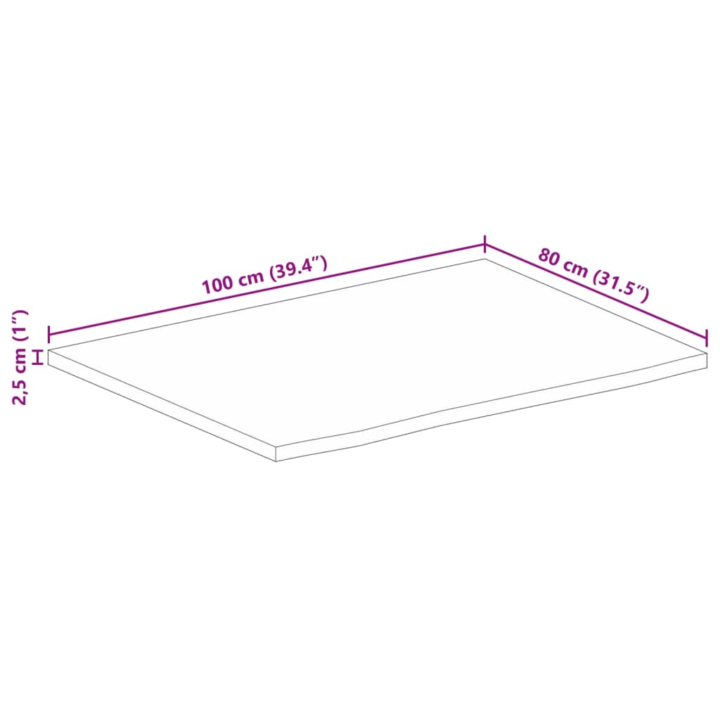 vidaXL Stolová doska 100x80x2,5 cm živý okraj masívny mangovník