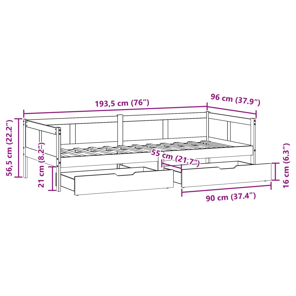 vidaXL Vysúvacia denná posteľ zásuvky biela 90x190 cm masívna borovica