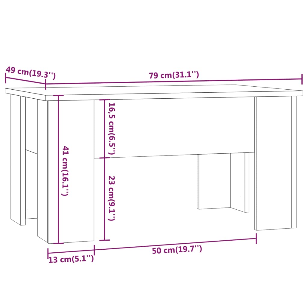 vidaXL Konferenčný stolík dymový dub 79x49x41 cm spracované drevo