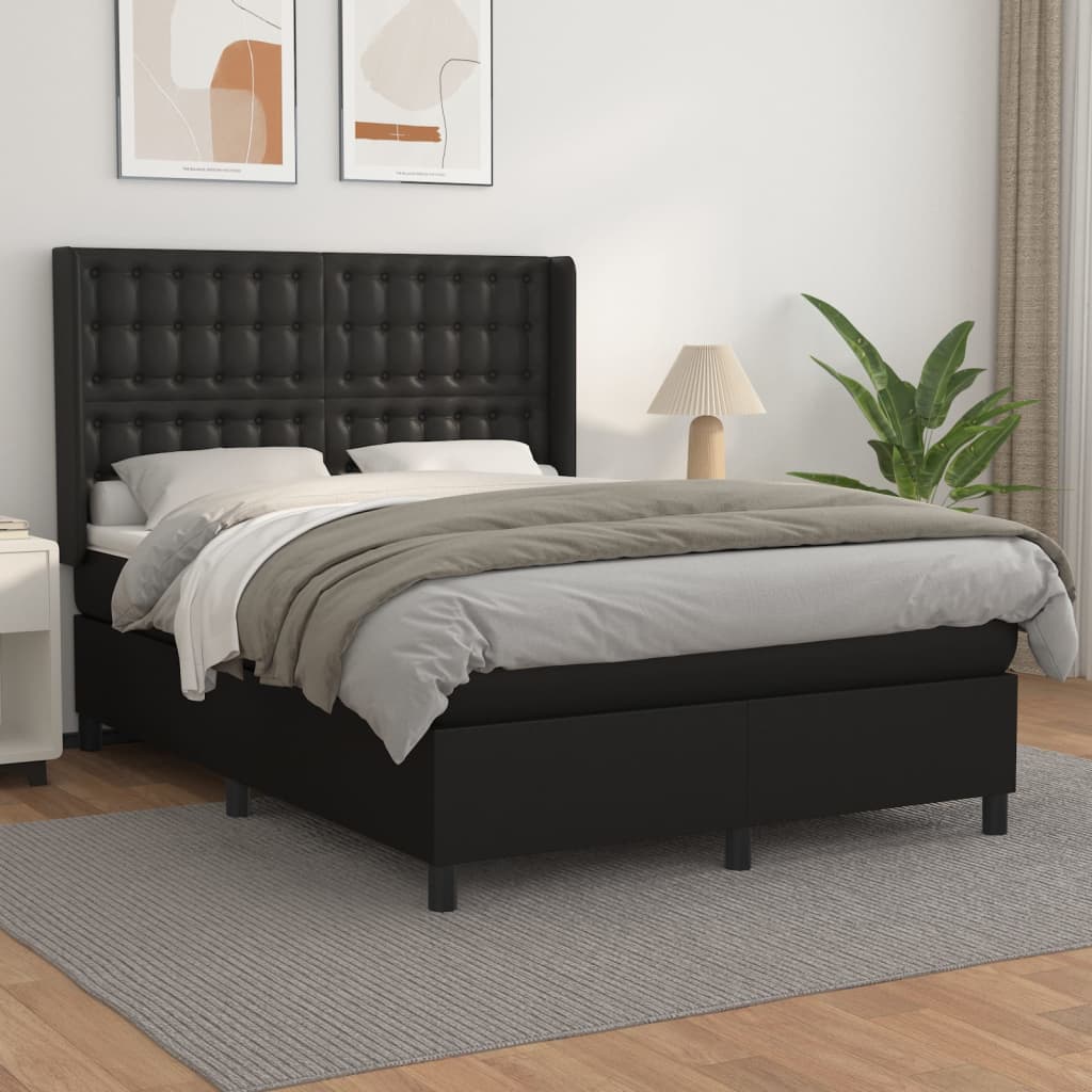 vidaXL Boxspring posteľ s matracom čierna 140x200 cm umelá koža