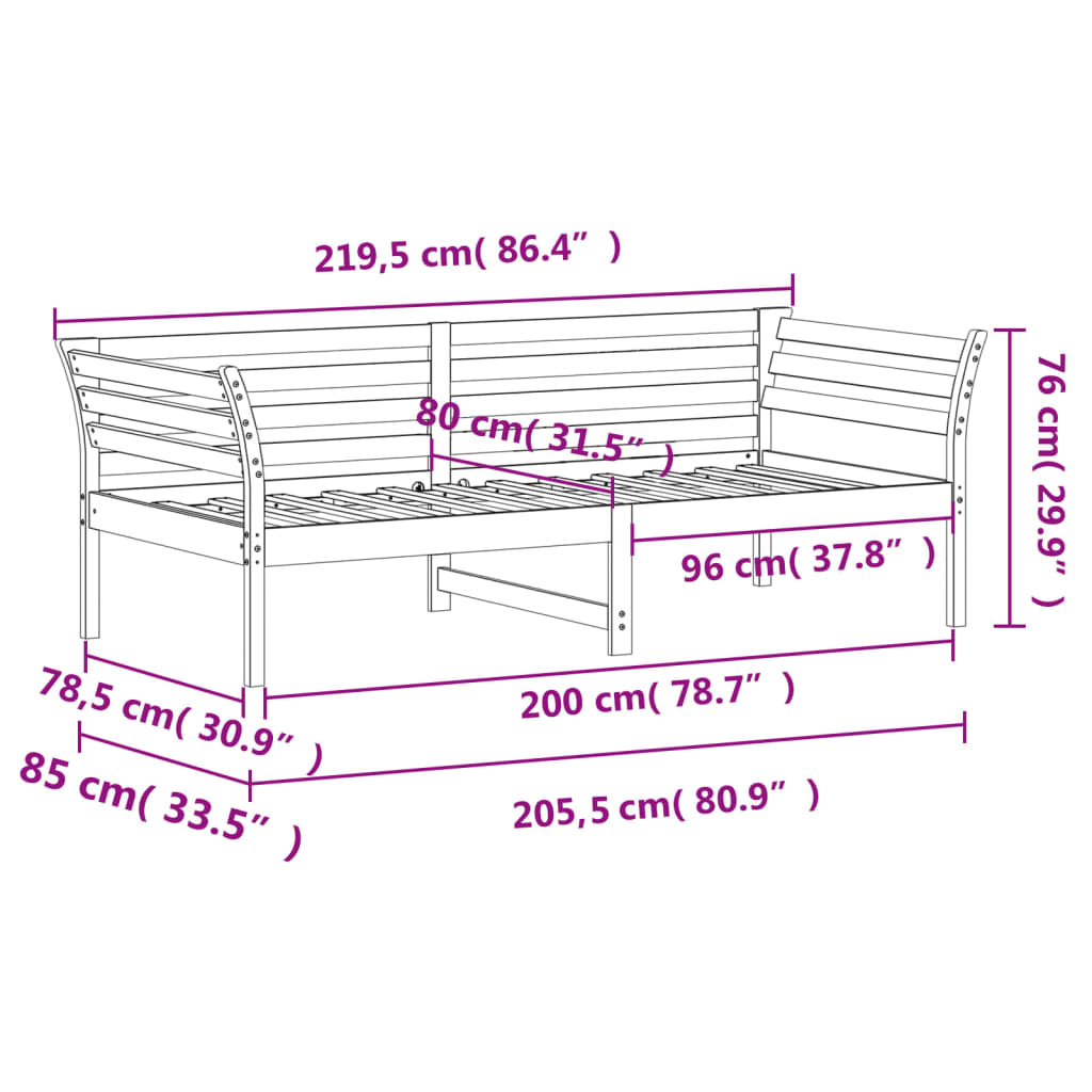 vidaXL Denná posteľ s matracom voskovo hnedá 80x200cm masívna borovica