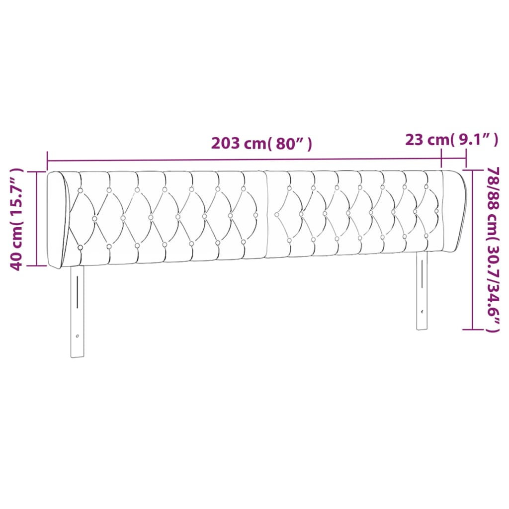 vidaXL Čelo postele so záhybmi tmavosivé 203x23x78/88 cm zamat