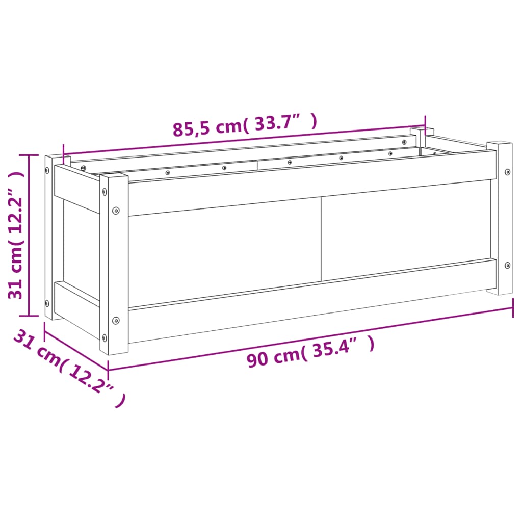 vidaXL Záhradný kvetináč voskový hnedý 90x31x31 cm borovicový masív