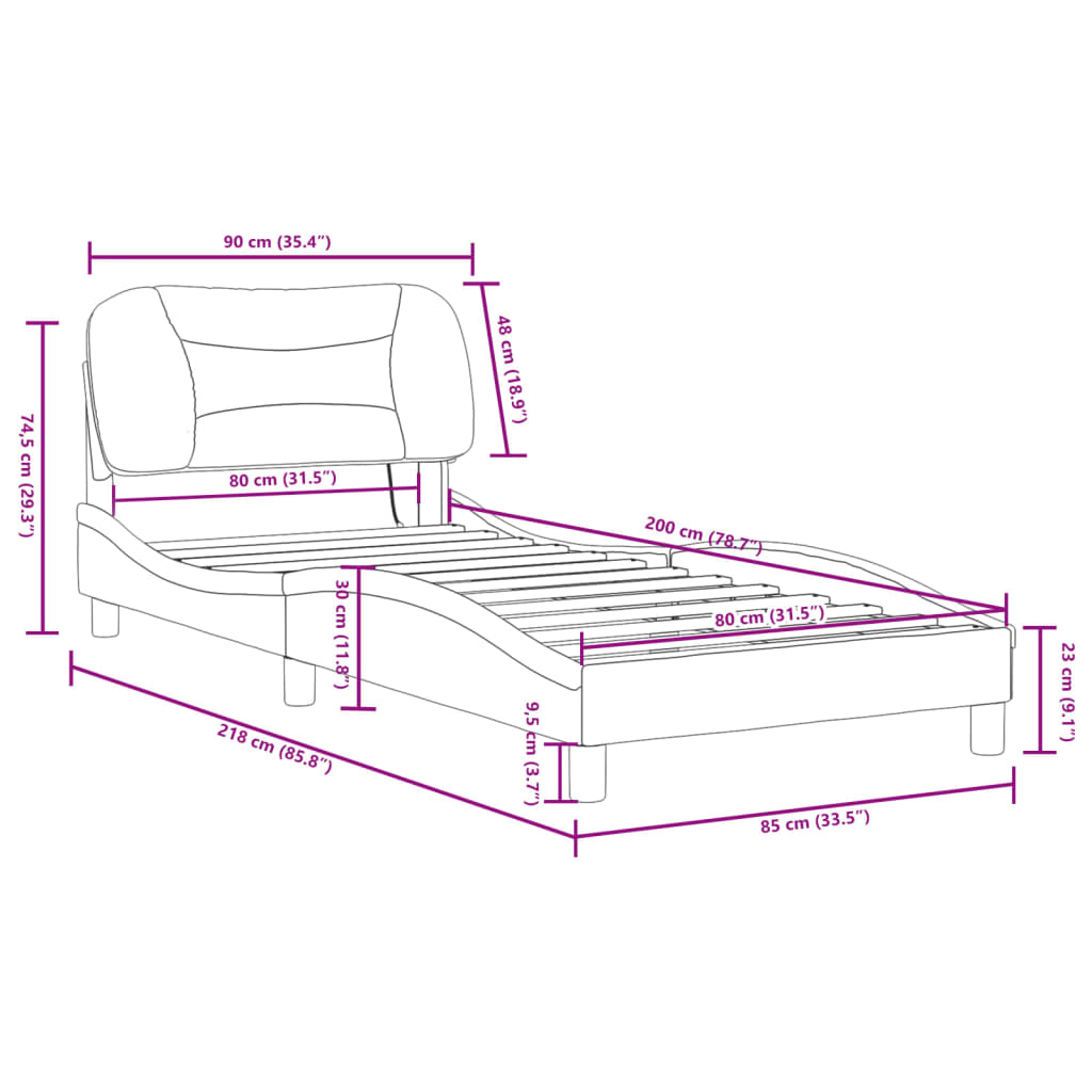 vidaXL Posteľný rám s LED svetlami čierny 80x200 cm zamat