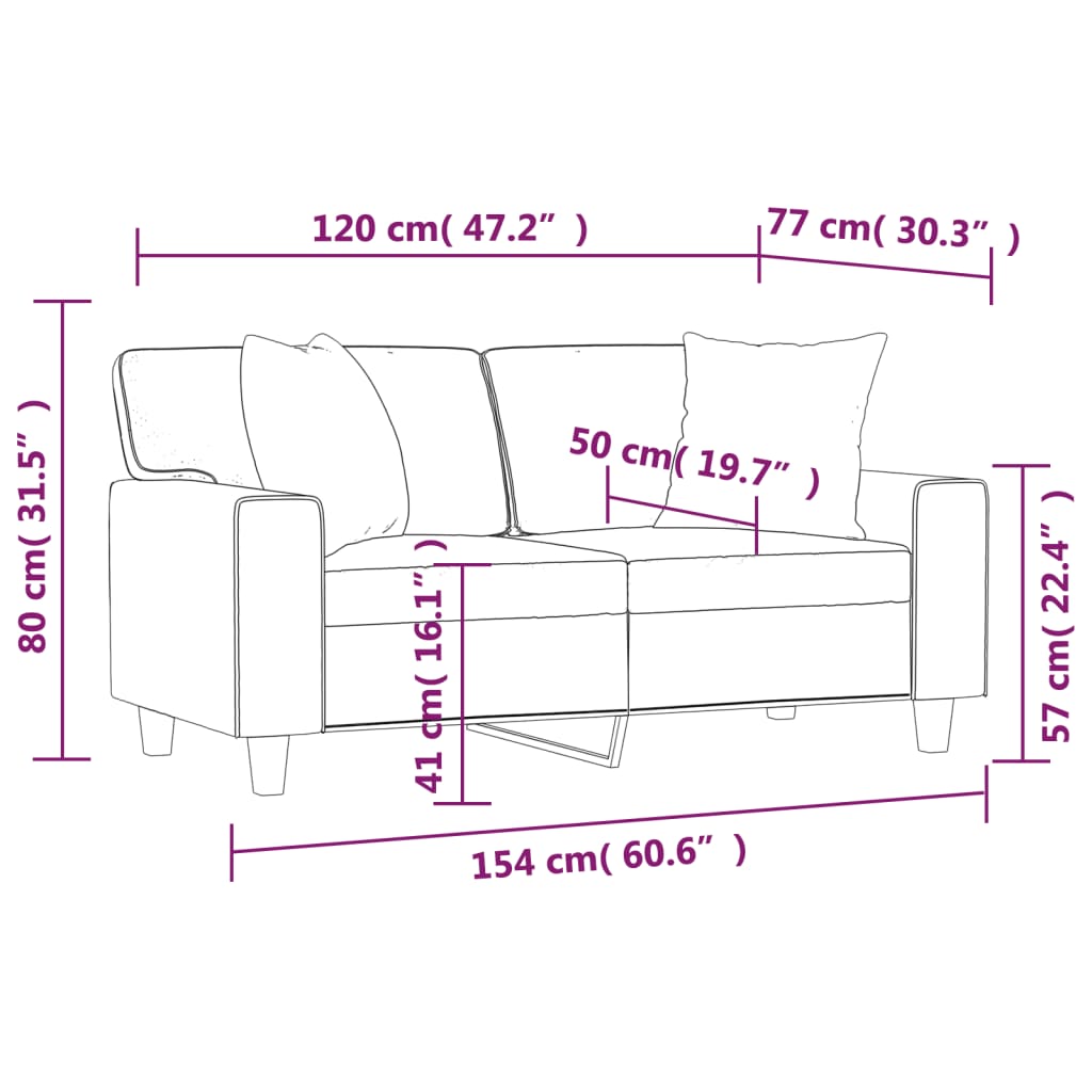 vidaXL 2-miestna pohovka s vankúšmi sivá 120 cm umelá koža