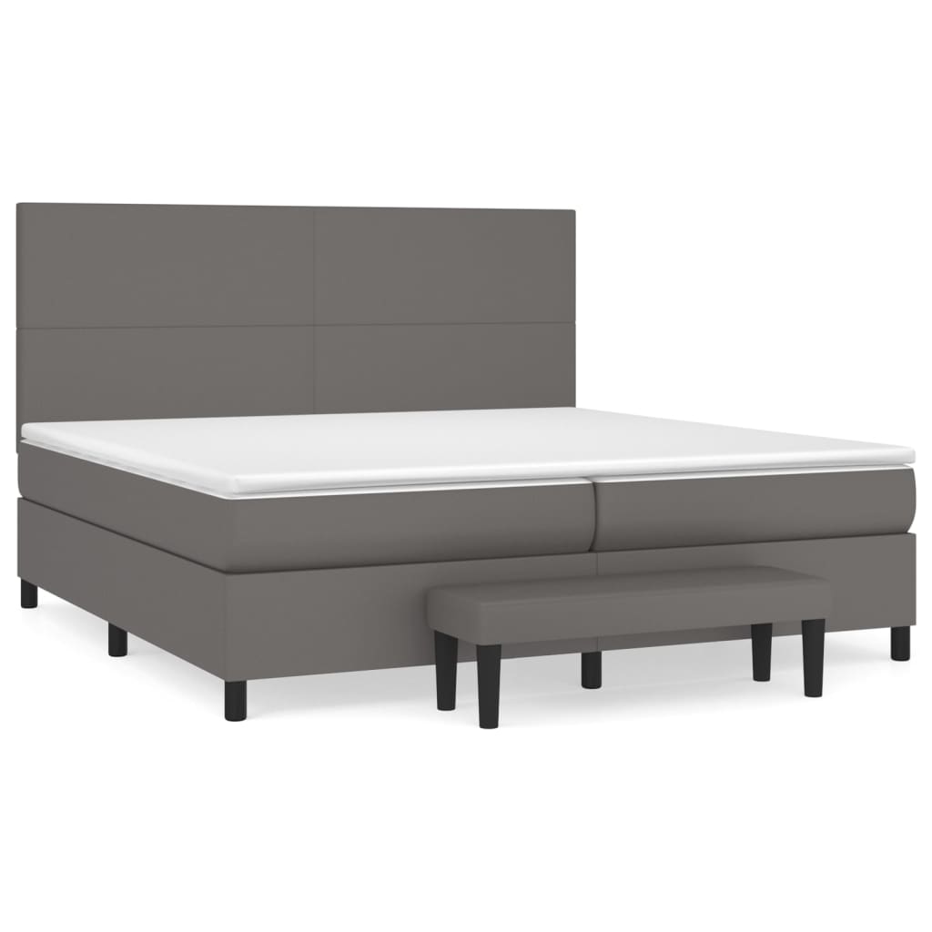 vidaXL Boxspring posteľ s matracom sivá 200x200 cm umelá koža