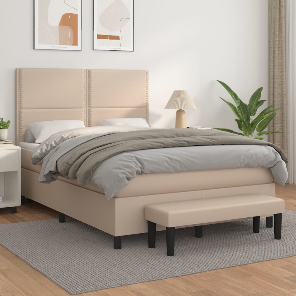 vidaXL Boxspring posteľ s matracom kapučínová 140x190 cm umelá koža