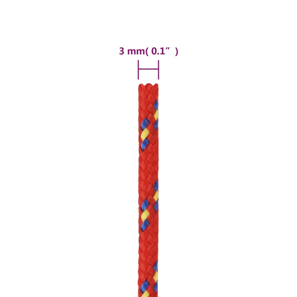 vidaXL Lodné lano červené 3 mm 25 m polypropylén