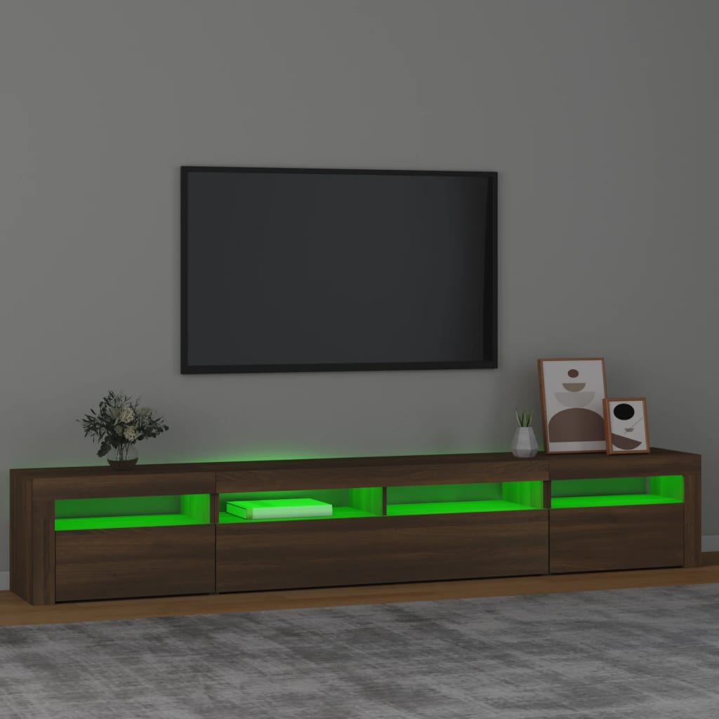 vidaXL TV skrinka s LED svetlami hnedý dub 240x35x40 cm