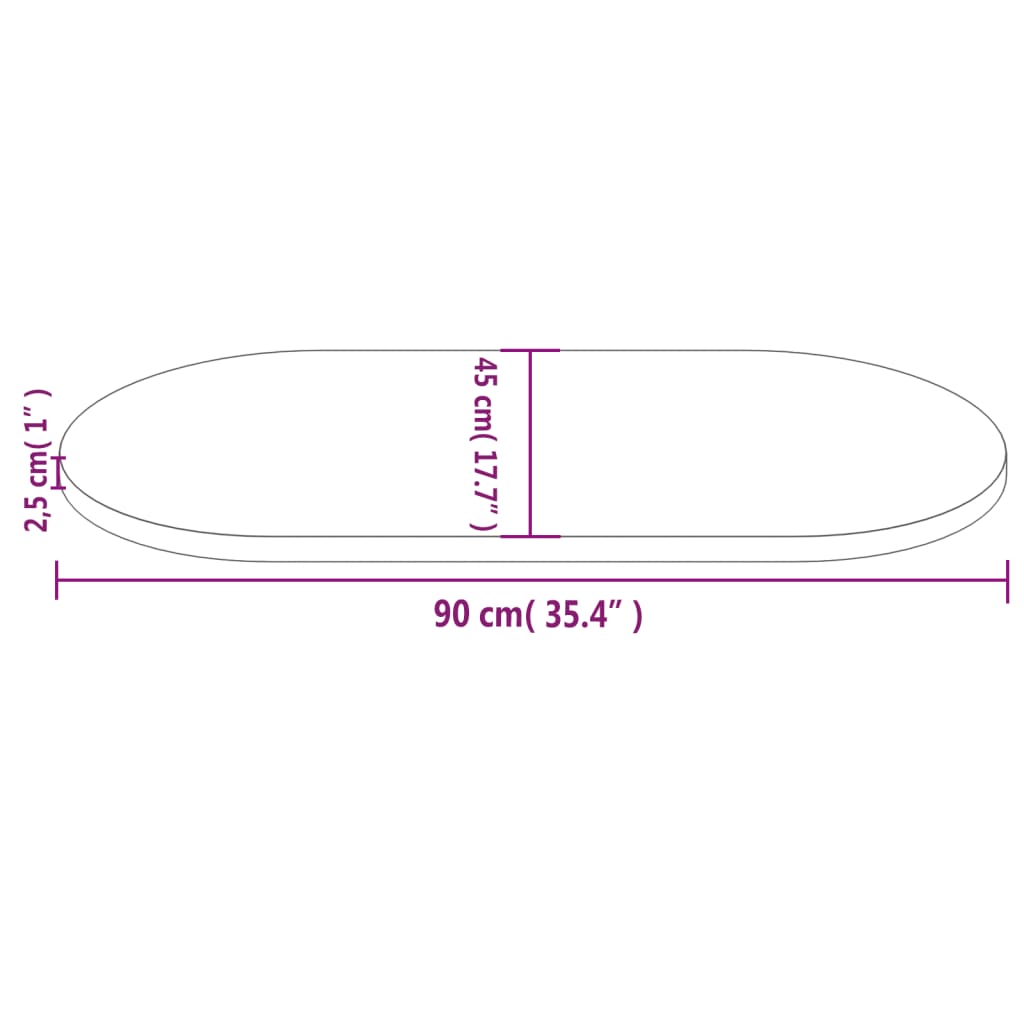 vidaXL Stolová doska biela 90x45x2,5 cm masívna borovica oválna