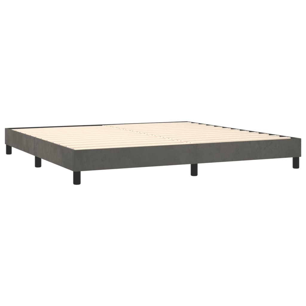 vidaXL Posteľný rám boxspring s matracom tmavosivý 200x200 cm zamat