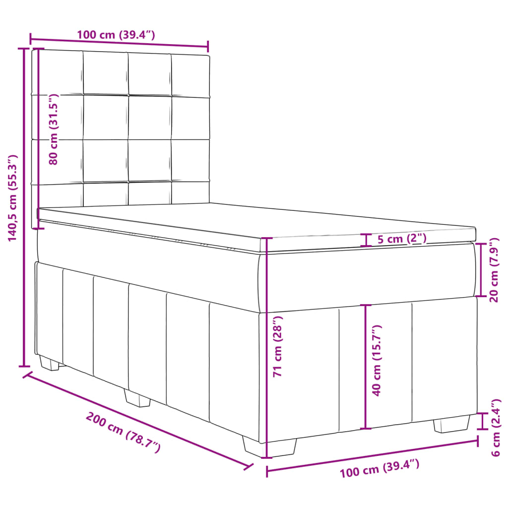 vidaXL Boxspring posteľ s matracom bledosivý 100x200 cm látka