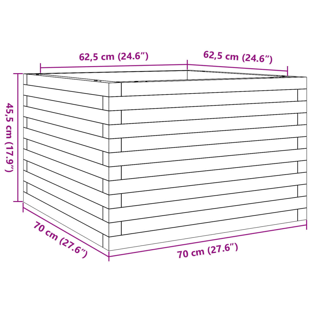 vidaXL Záhradný kvetináč 70x70x45,5 cm impregnovaná borovica