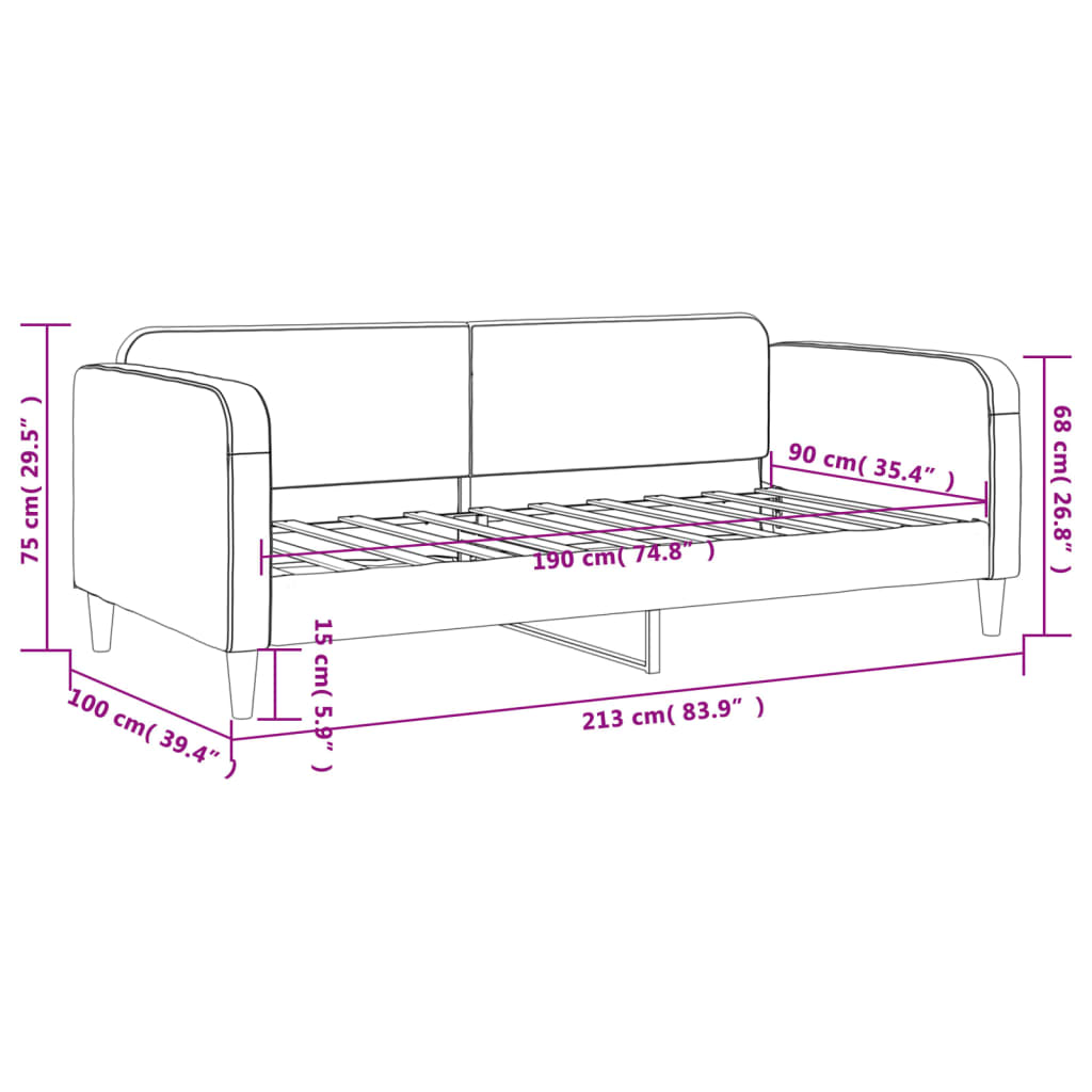 vidaXL Denná posteľ bledosivá 90x190 cm látka