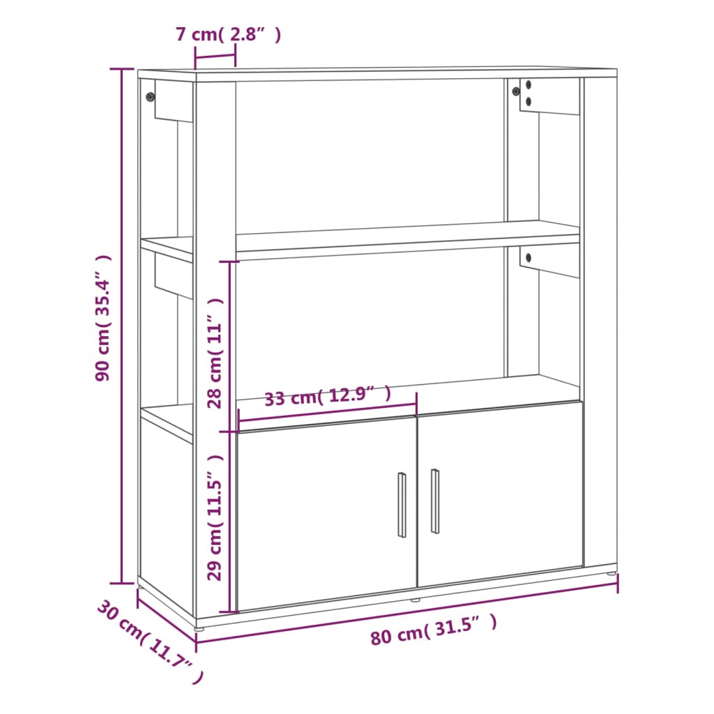 vidaXL Komoda biela 80x30x90 cm spracované drevo