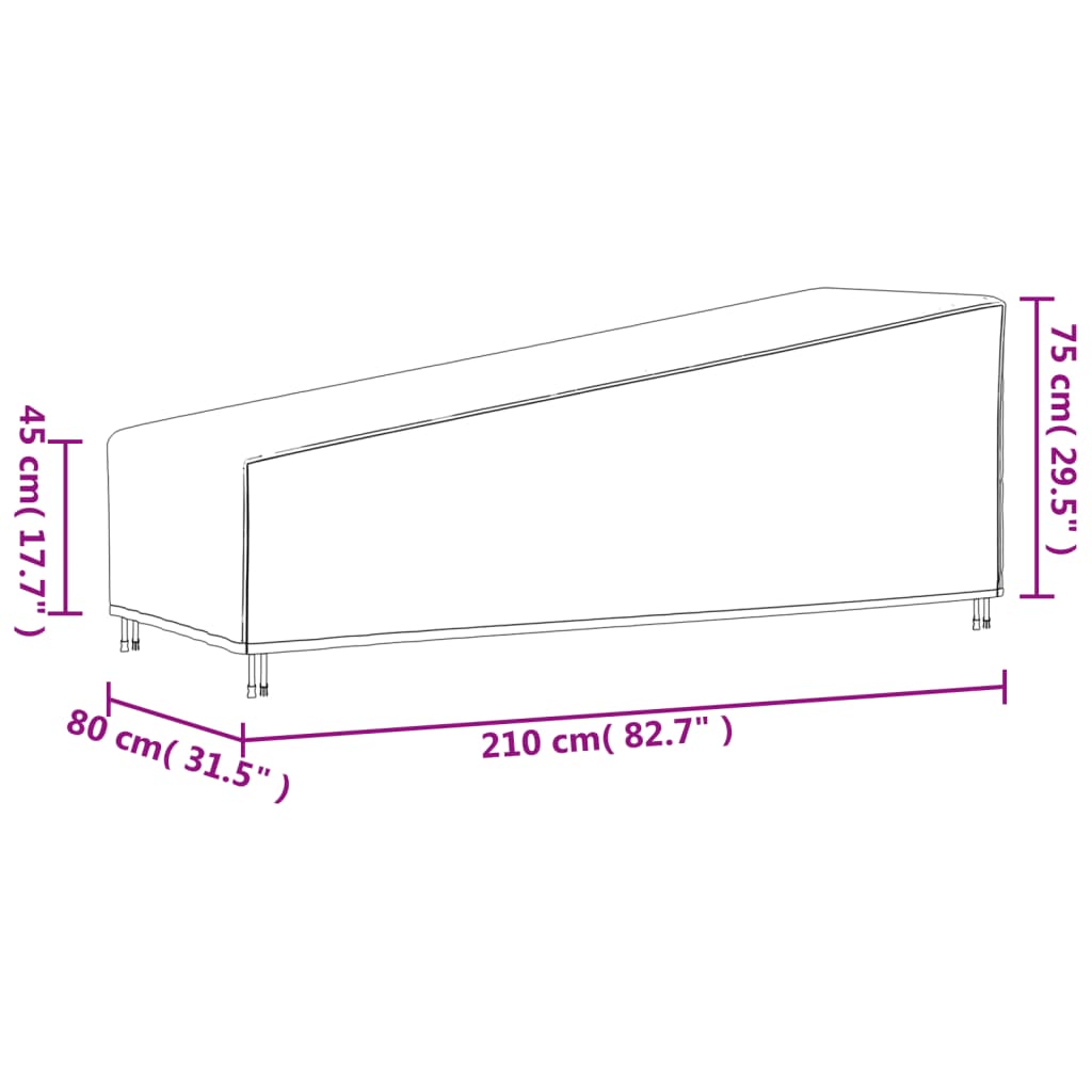 vidaXL Obal na lehátko čierny 210x80x45/75 cm 420D oxford