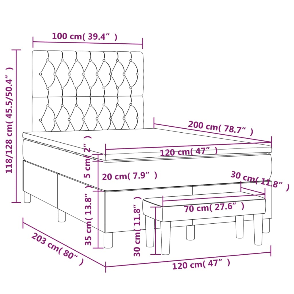 vidaXL Boxspring posteľ s matracom tmavohnedá 120x200 cm látka