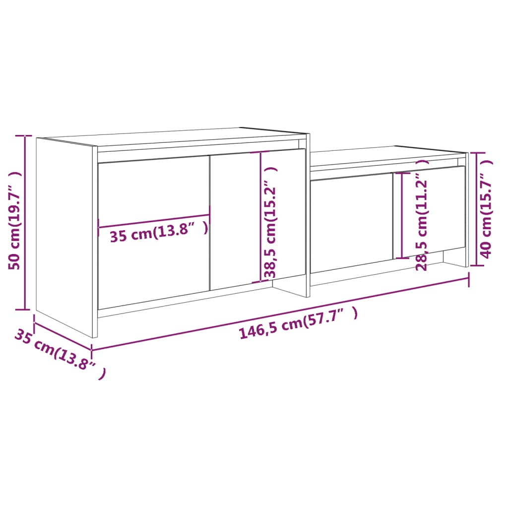 vidaXL TV skrinka, čierna 146,5x35x50 cm, kompozitné drevo