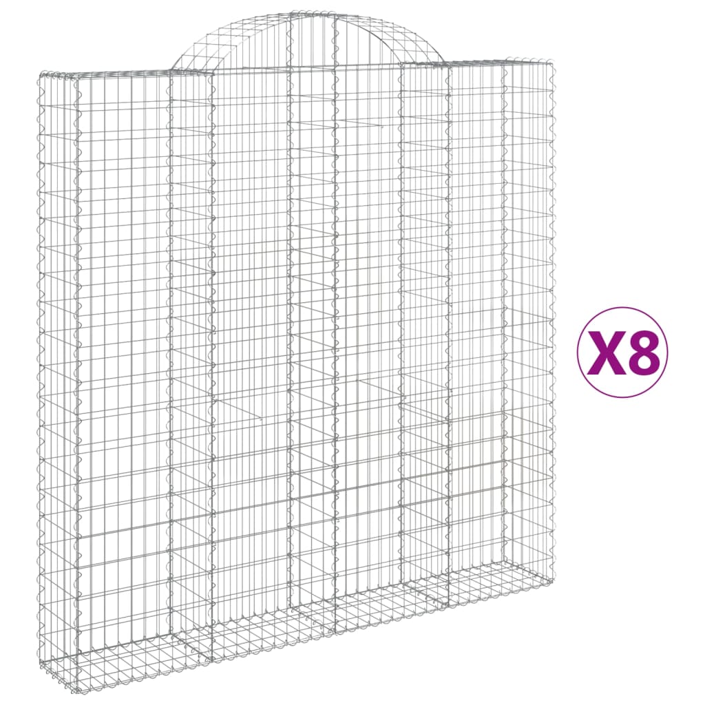 vidaXL Oblúkový gabionový kôš 8 ks 200x30x200/220cm pozinkované železo