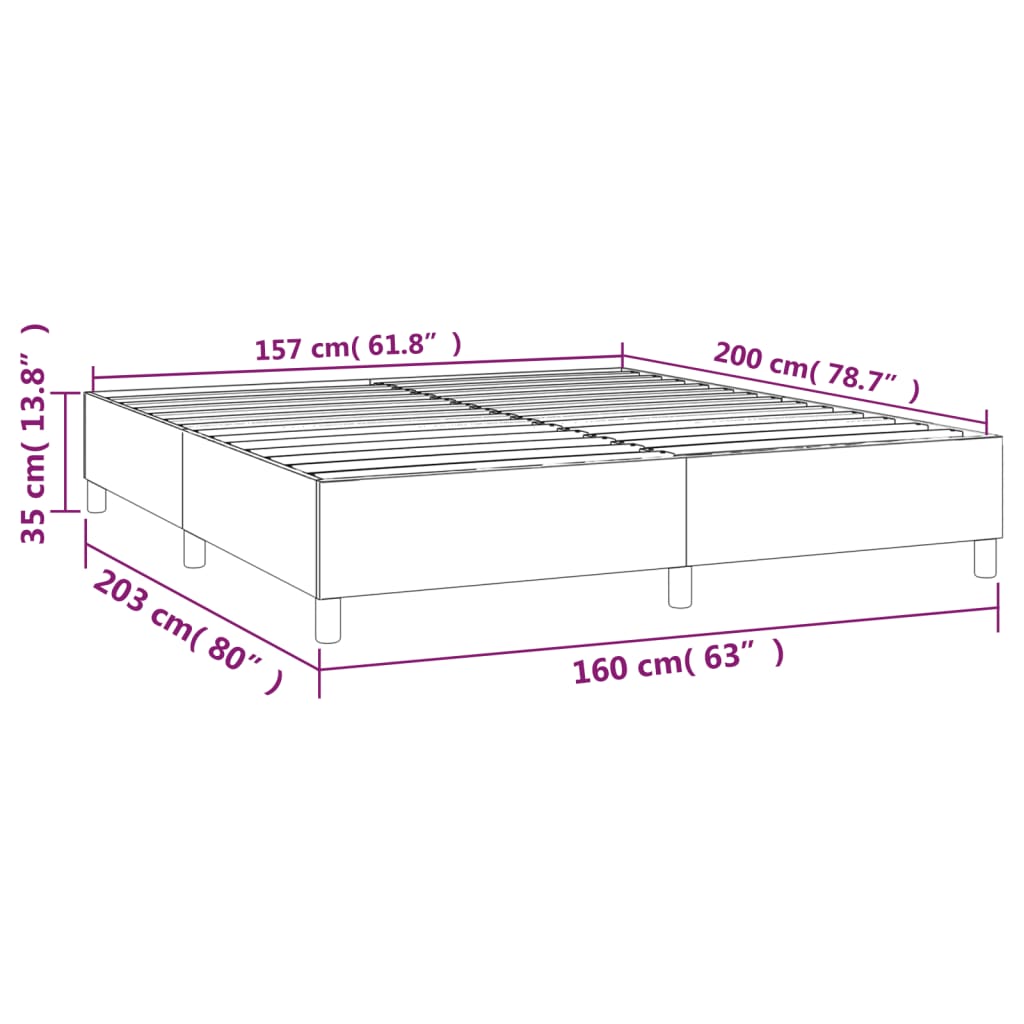 vidaXL Rám na boxspring posteľ tmavosivý 160x200 cm látka