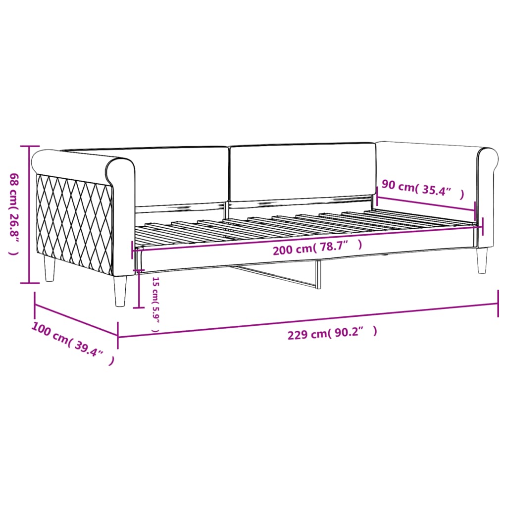 vidaXL Denná posteľ tmavozelená 90x200 cm zamat