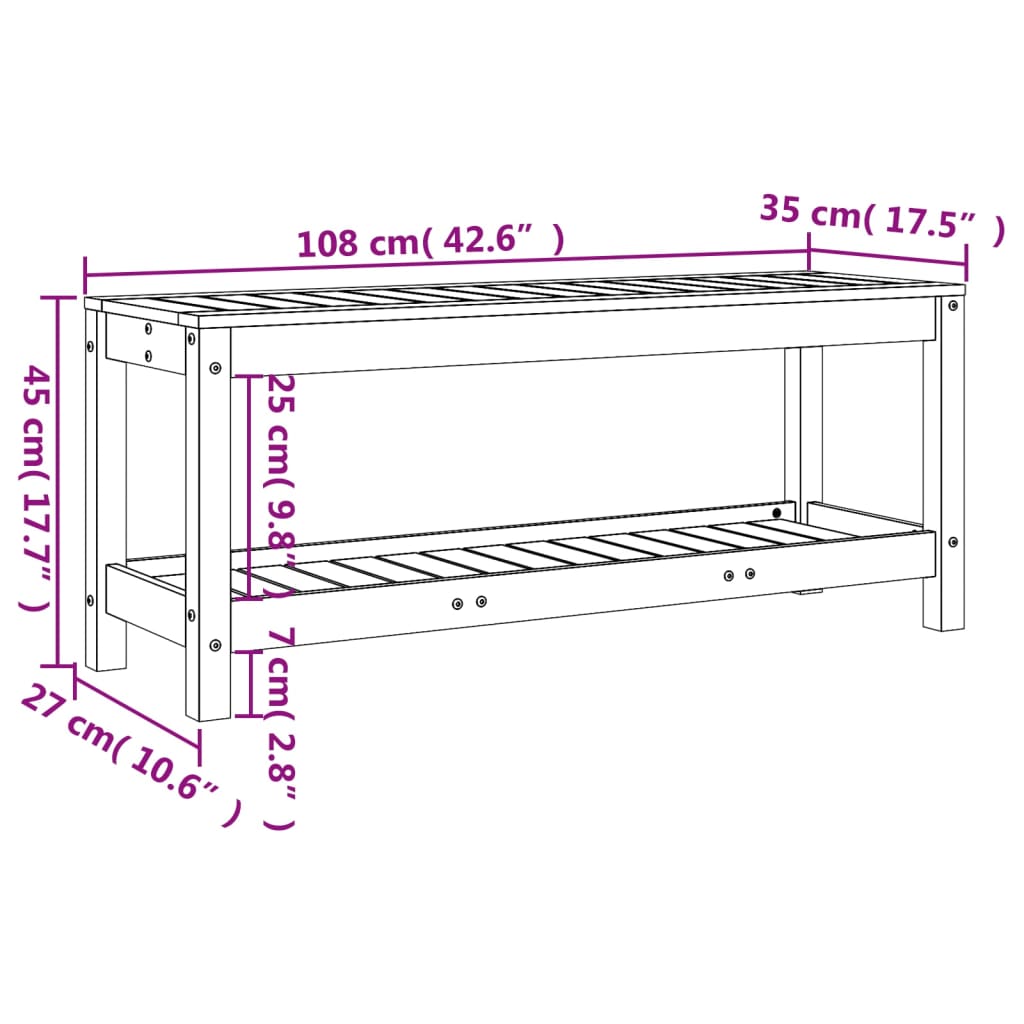 vidaXL Záhradná lavica 108x35x45 cm masívny douglas