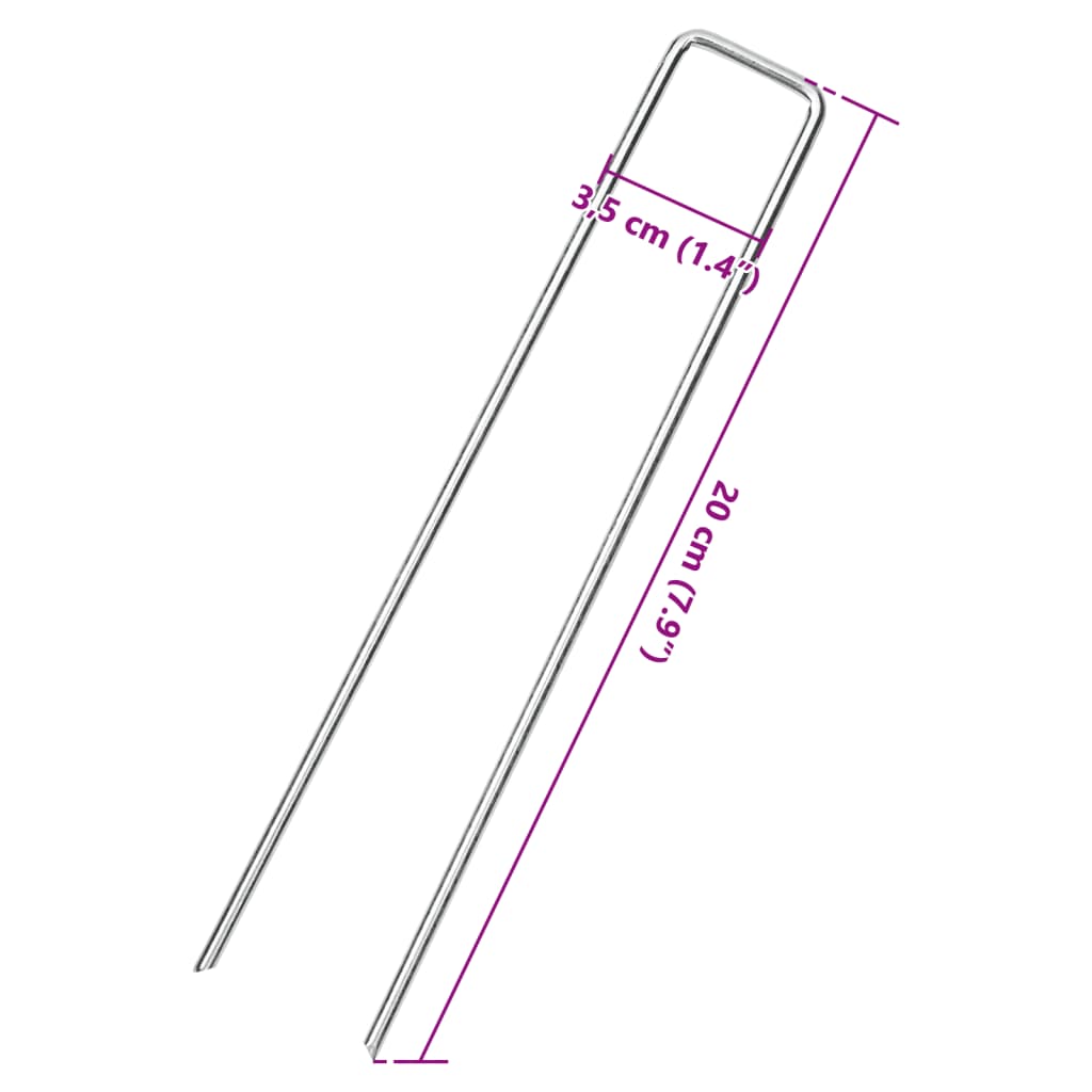 vidaXL Stanové kolíky v U tvare 25 ks 20x3,5 cm pozinkovaná oceľ