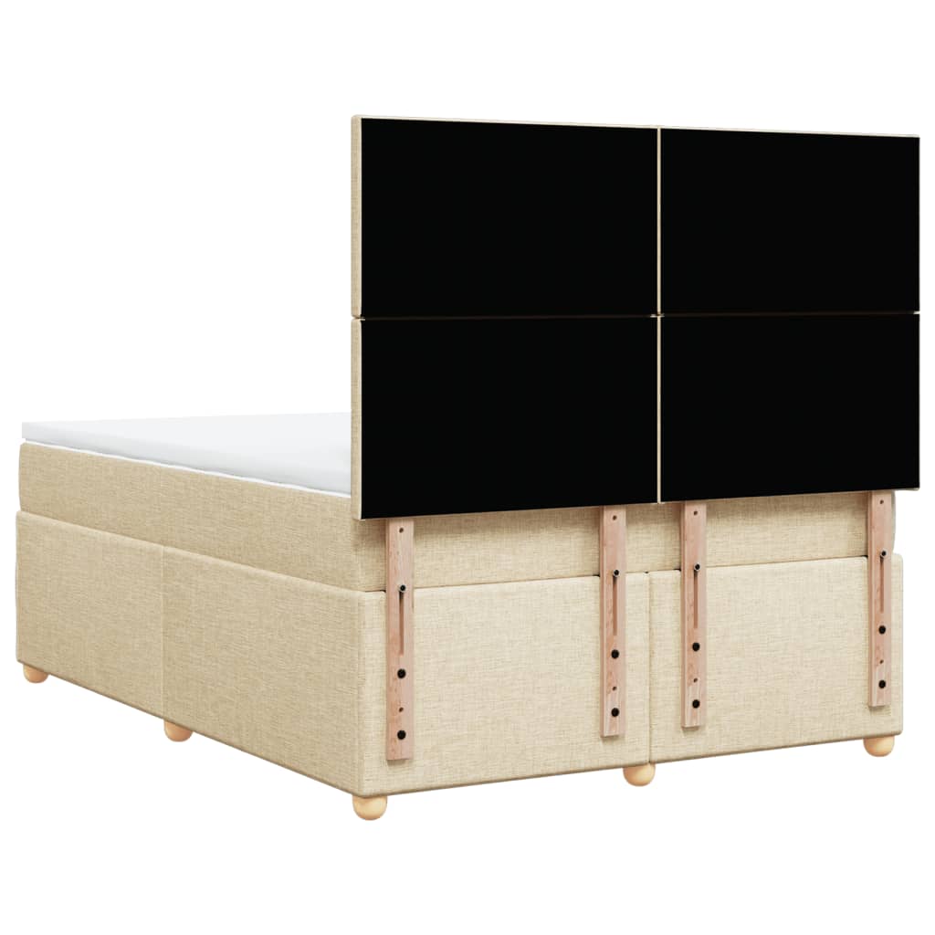 vidaXL Posteľný rám boxspring s matracom krémový 160x200 cm látka