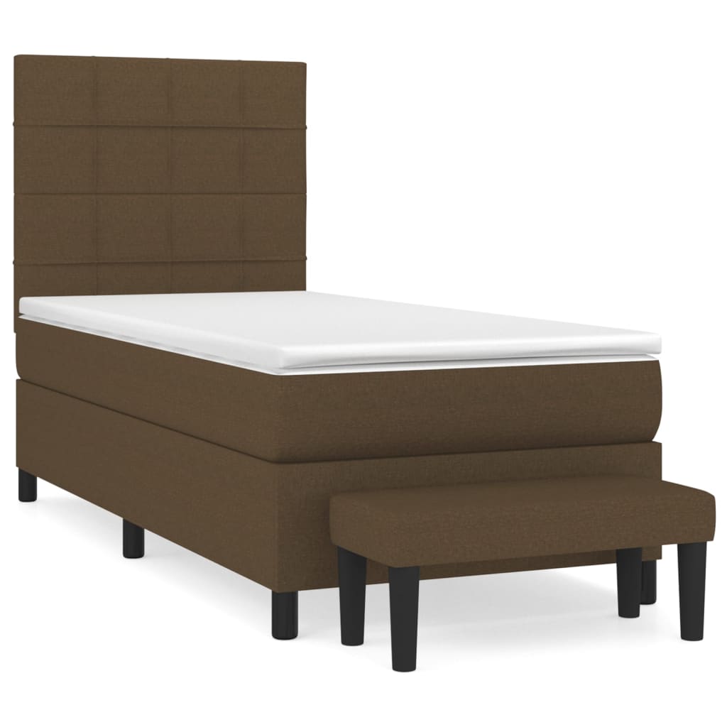 vidaXL Boxspring posteľ s matracom tmavohnedá 90x190 cm látka