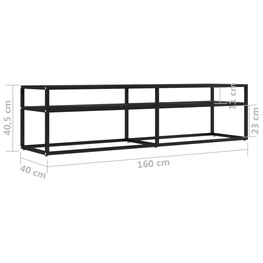 vidaXL TV stolík čierny mramorový 160x40x40,5 cm tvrdené sklo