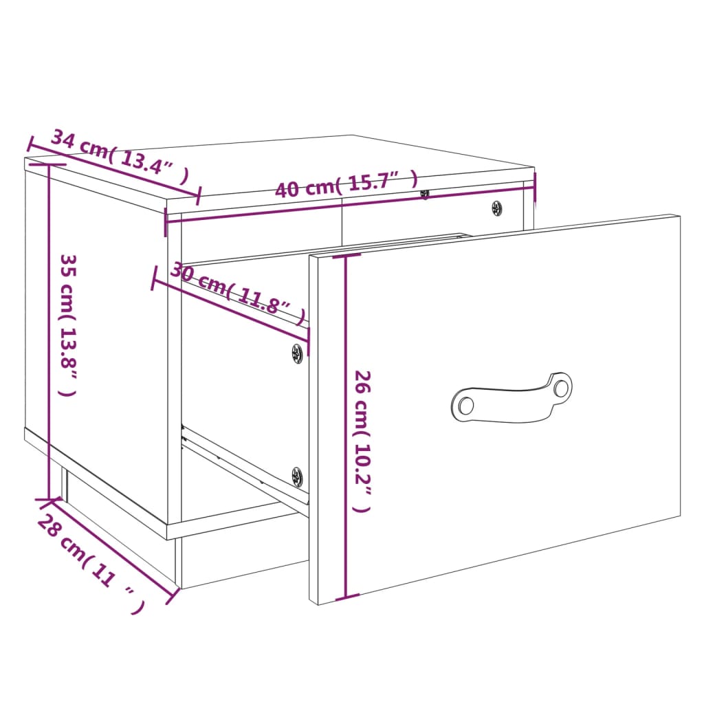 vidaXL Nočné stolíky čierne 2 ks 40x34x35 cm masívne borovicové drevo