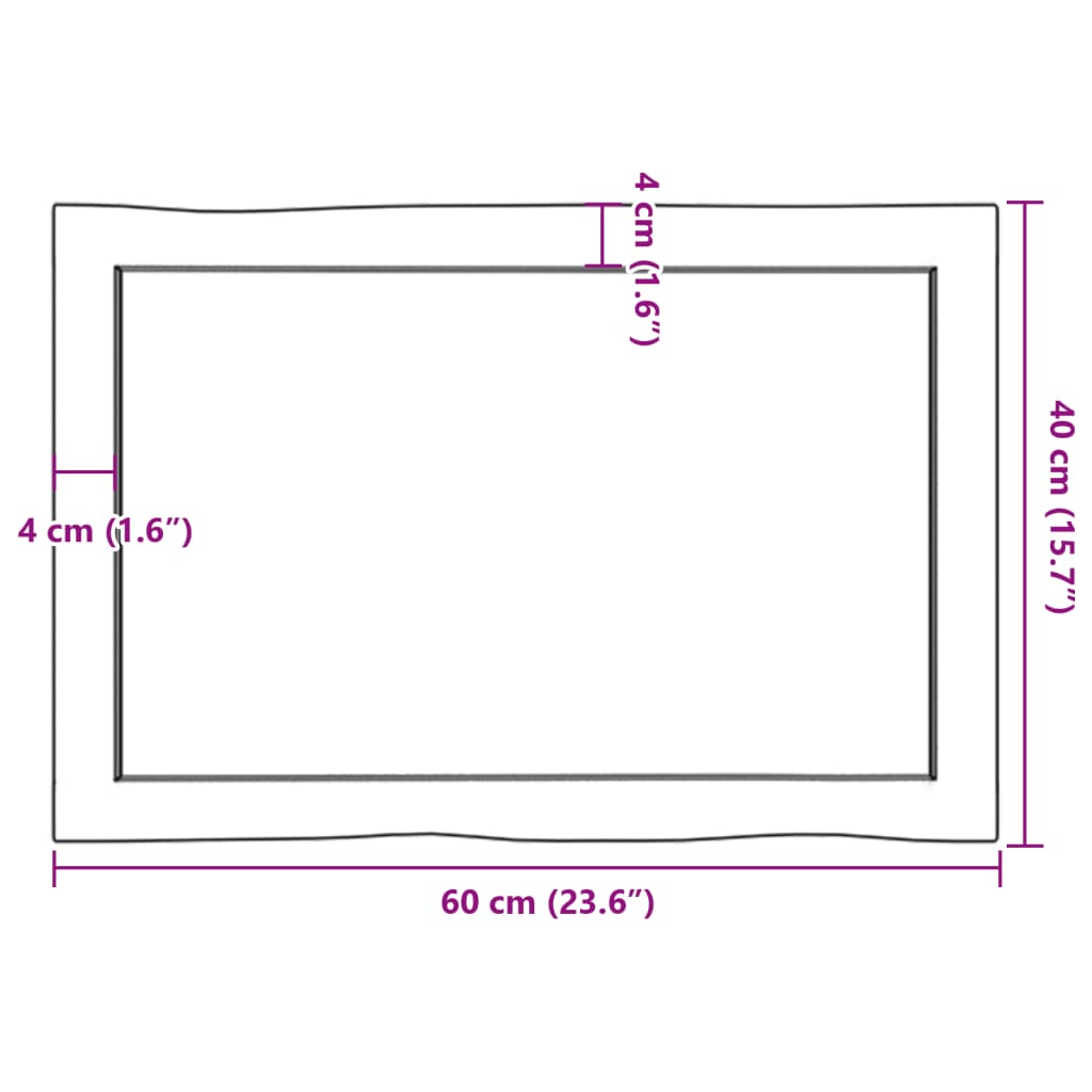 vidaXL Stolová doska 60x40x(2-6) cm neošetrený masív živé hrany