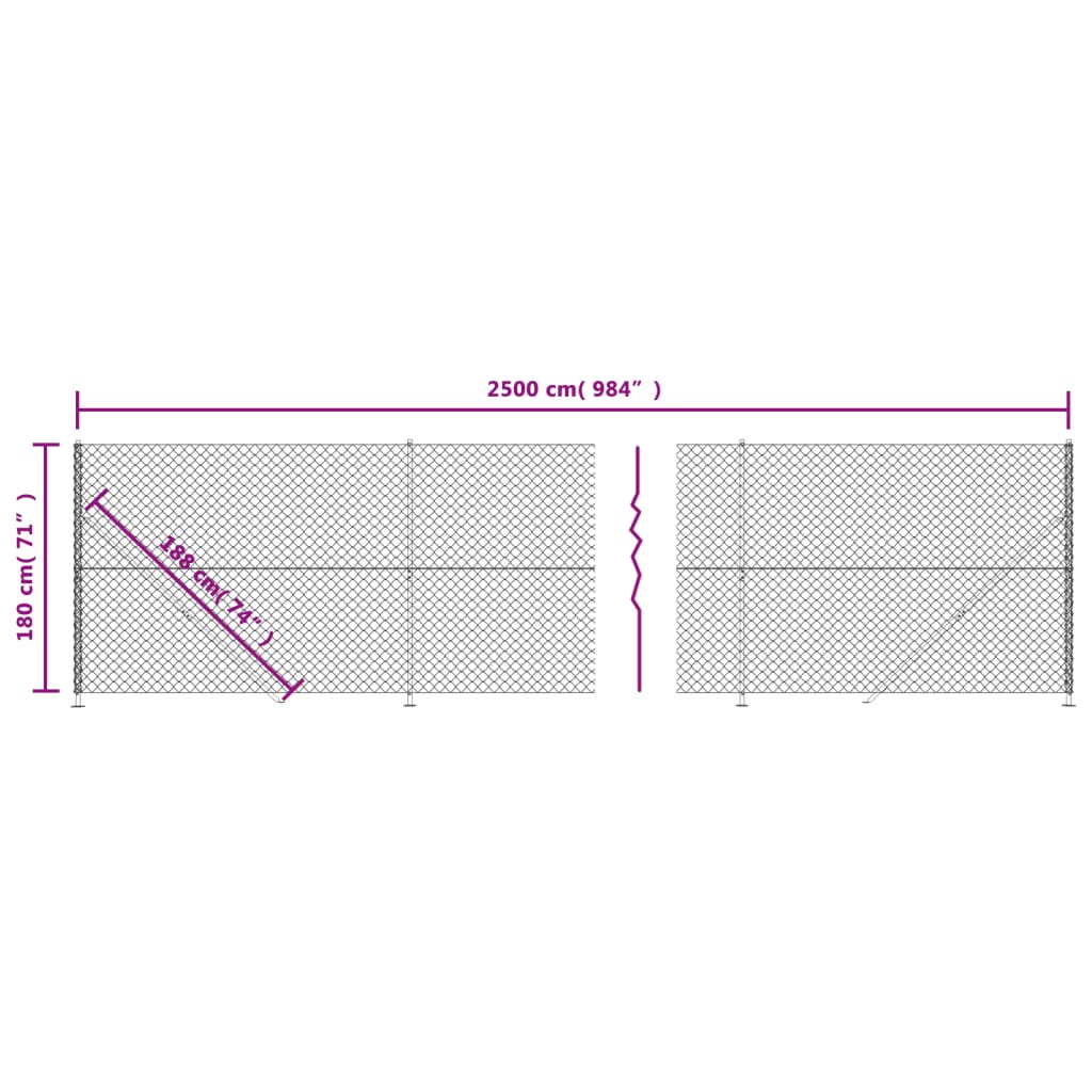 vidaXL vidaXL Drôtený plot s prírubou antracitový 1,8x25 m