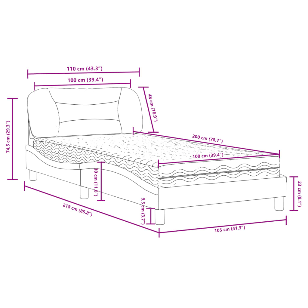 vidaXL Posteľ s matracom biela 100x200 cm umelá koža