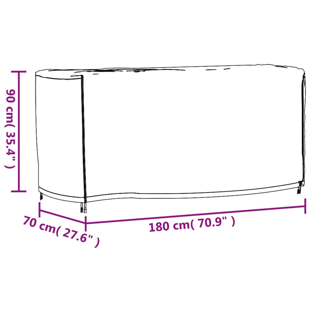 vidaXL Poťah na záhradný nábytok čierny 180x70x90 cm vodotesný 420D