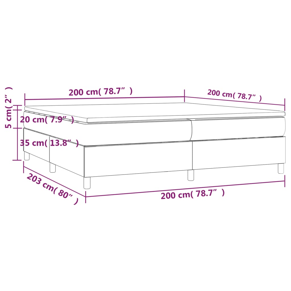 vidaXL Posteľný rám boxsping s matracom bledosivý 200x200 cm látka