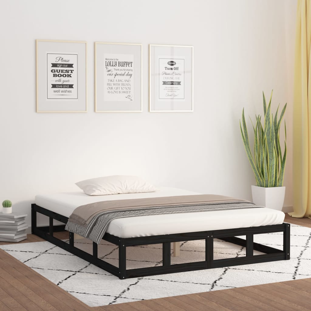 vidaXL Rám postele čierny 200x200 cm masívne drevo