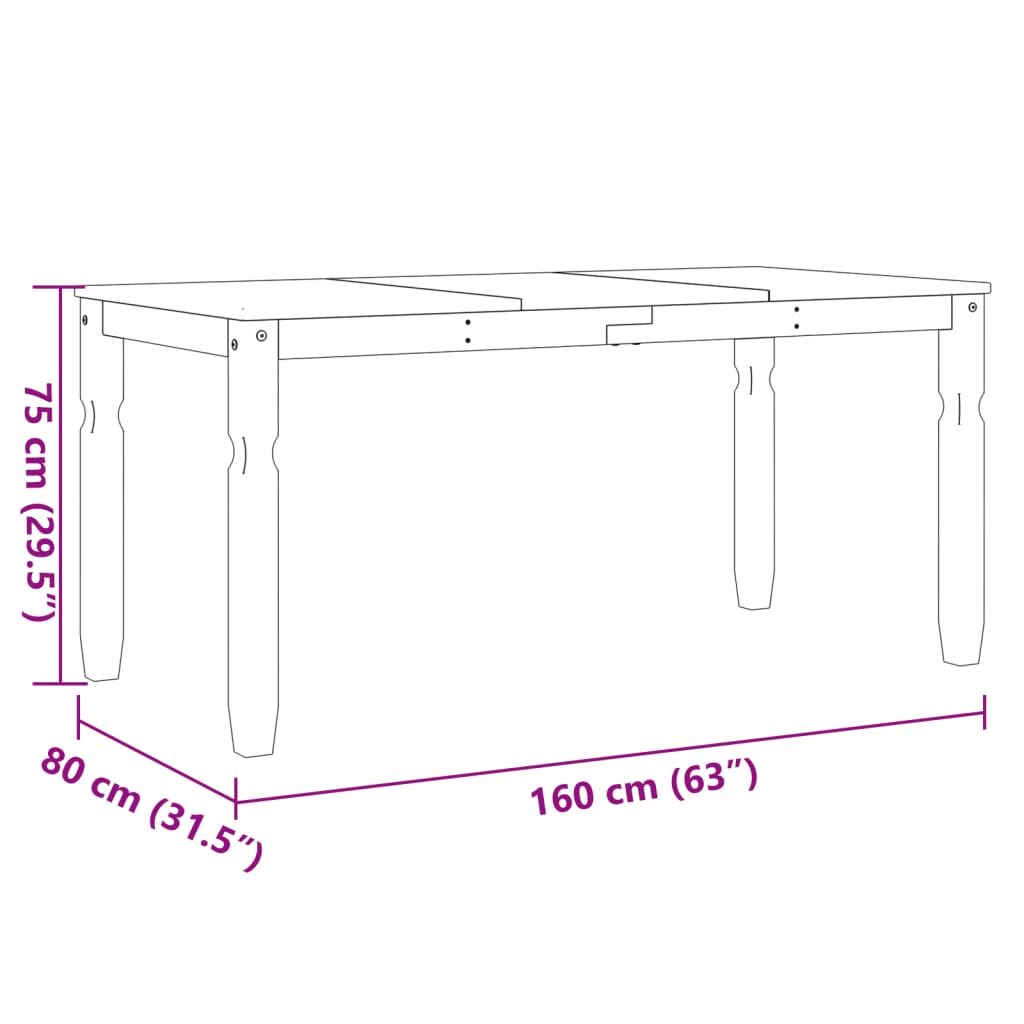 vidaXL Jedálenský stôl Corona sivý 160x80x75 cm borovicový masív