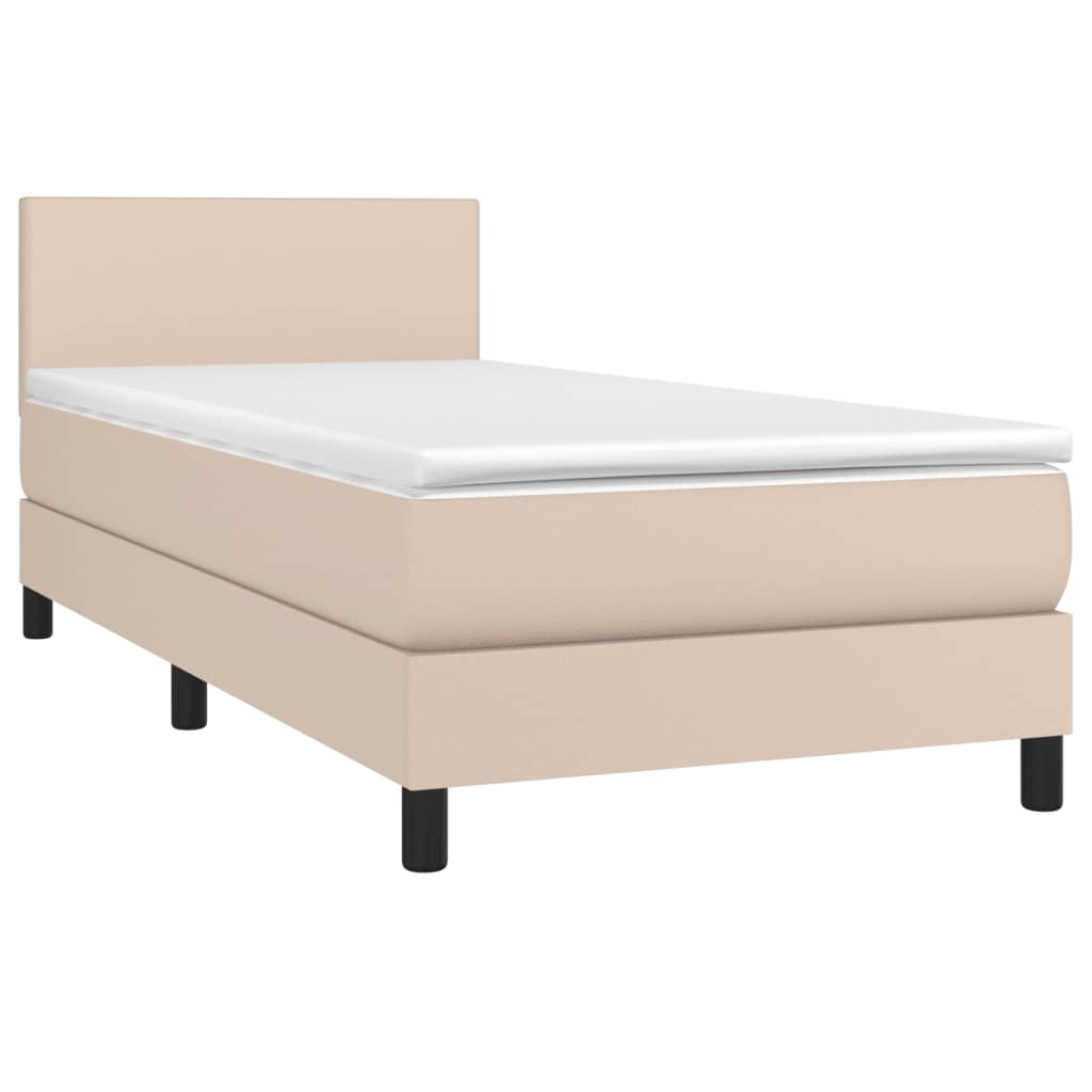 vidaXL Boxspring posteľ s matracom kapučínová 100x200 cm umelá koža