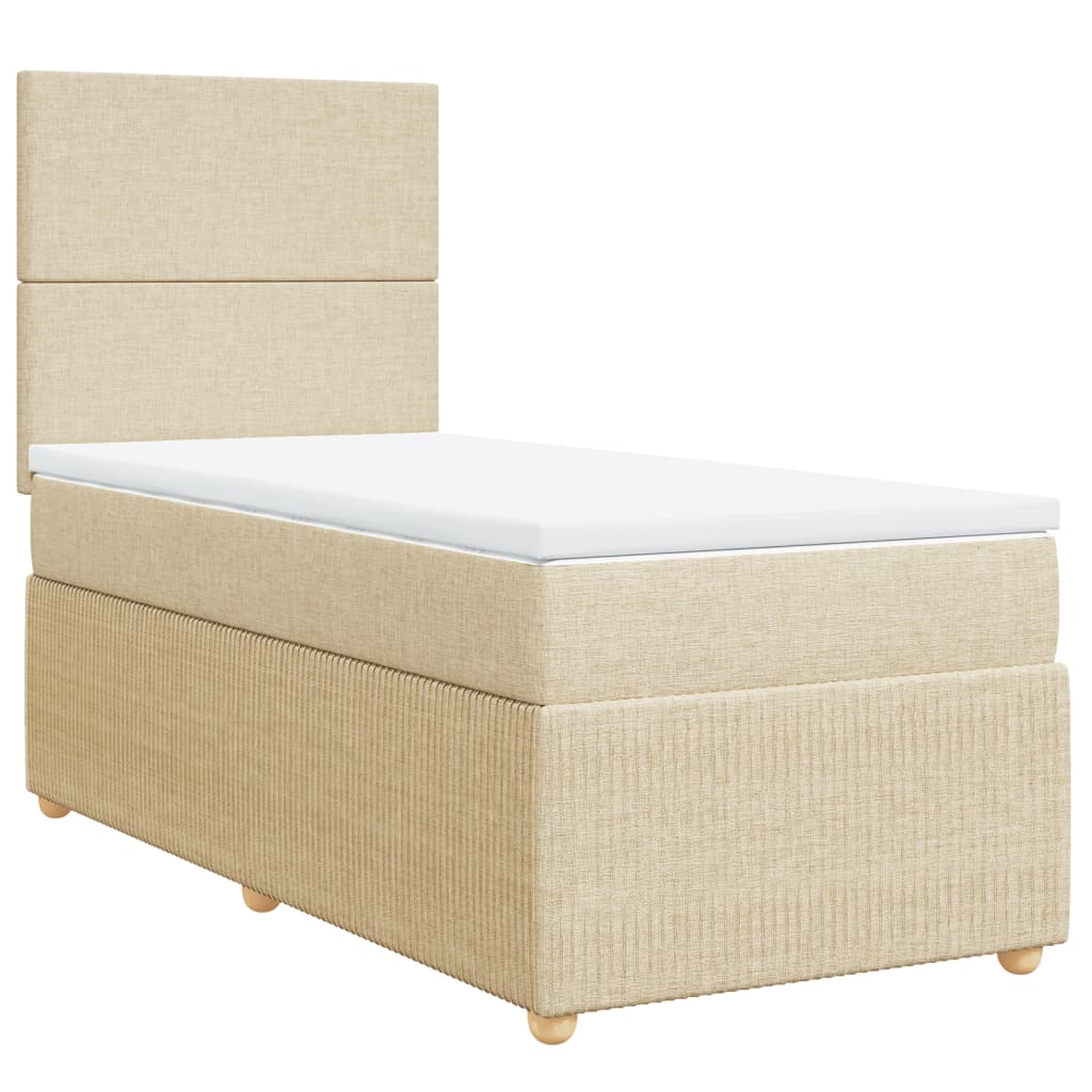 vidaXL Boxspring posteľ s matracom krémová 100x200 cm látka