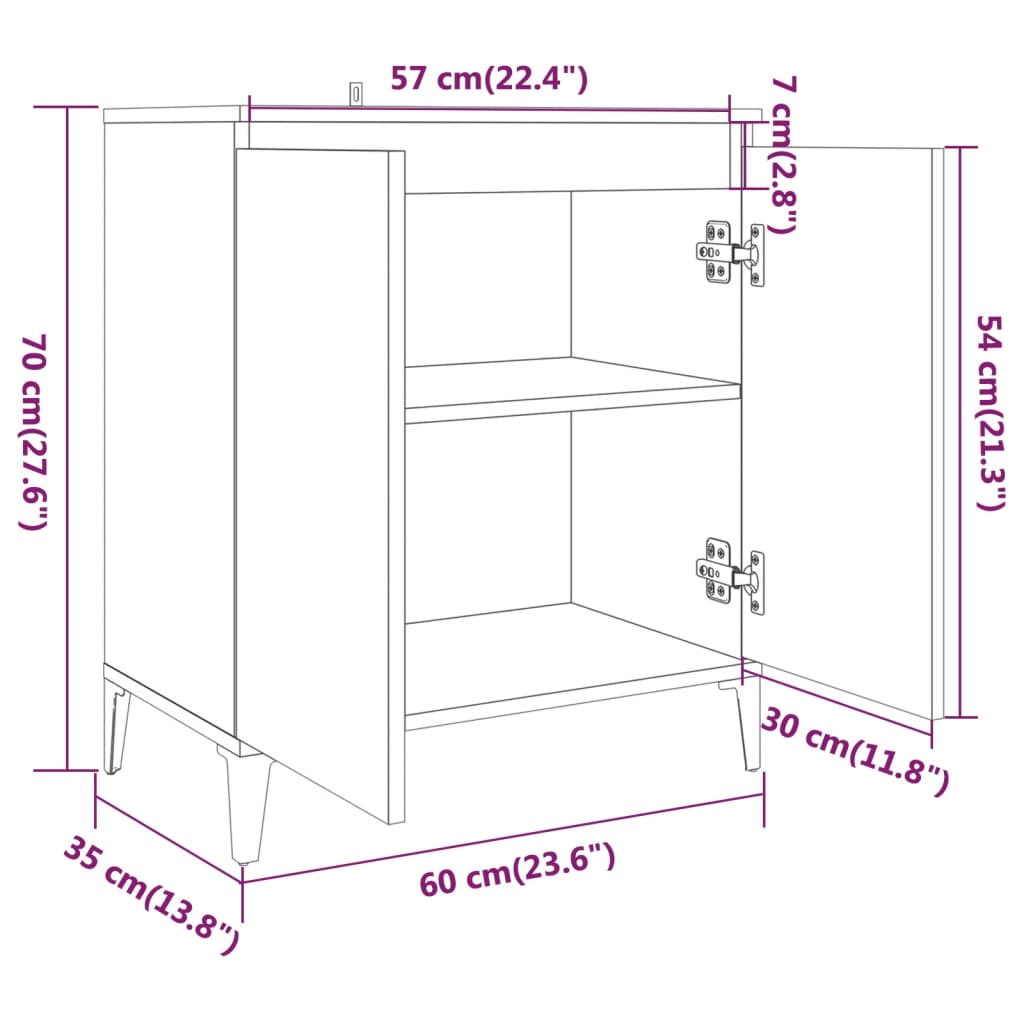 vidaXL Komoda sivý dub sonoma 60x35x70 cm spracované drevo