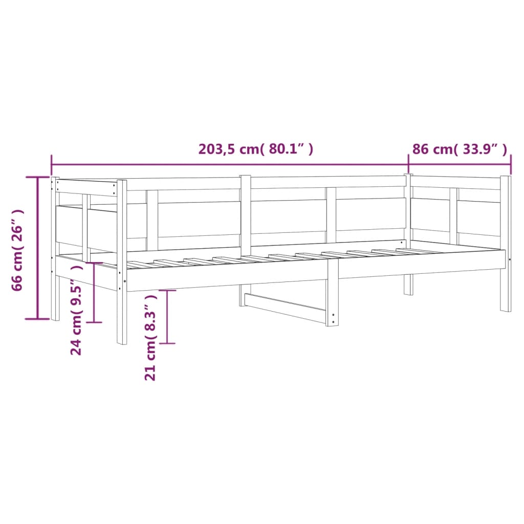 vidaXL Denná posteľ medovohnedá masívna borovica 80x200 cm