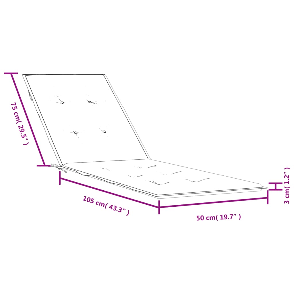 vidaXL Vankúš na lehátko zelená melanž (75+105)x50x3 cm látka