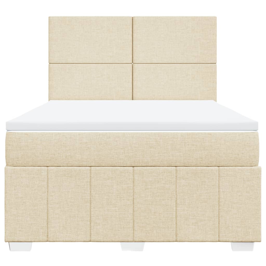 vidaXL Posteľný rám boxspring s matracom krémový 160x200 cm látka