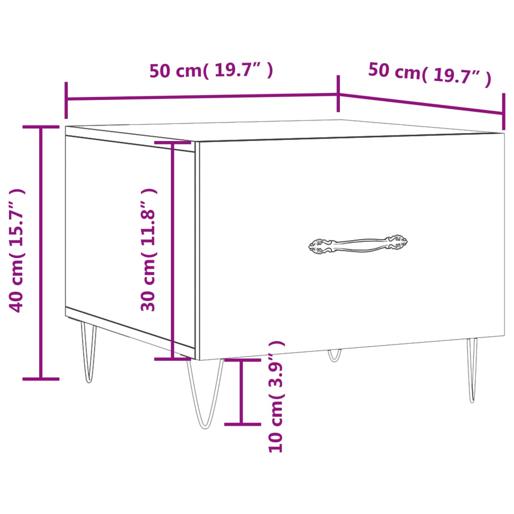 vidaXL Konferenčný stolík hnedý dub 50x50x40 cm spracované drevo