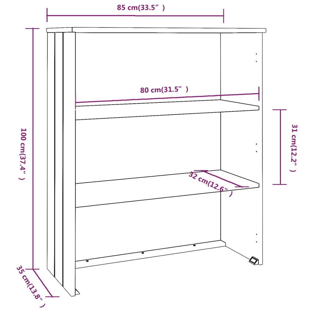 vidaXL Nadstavec na komodu HAMAR, svetlosivý 85x35x100 cm, borovica